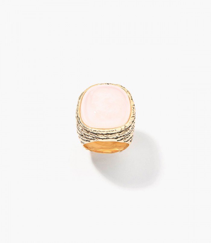 Bague Aurélie Biderman Miki quartz rose en laiton doré 18 carats