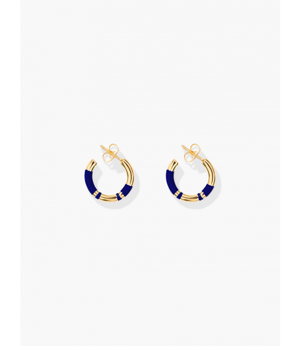 Mini Créoles Positano Bleu Lapis - Aurélie Bidermann